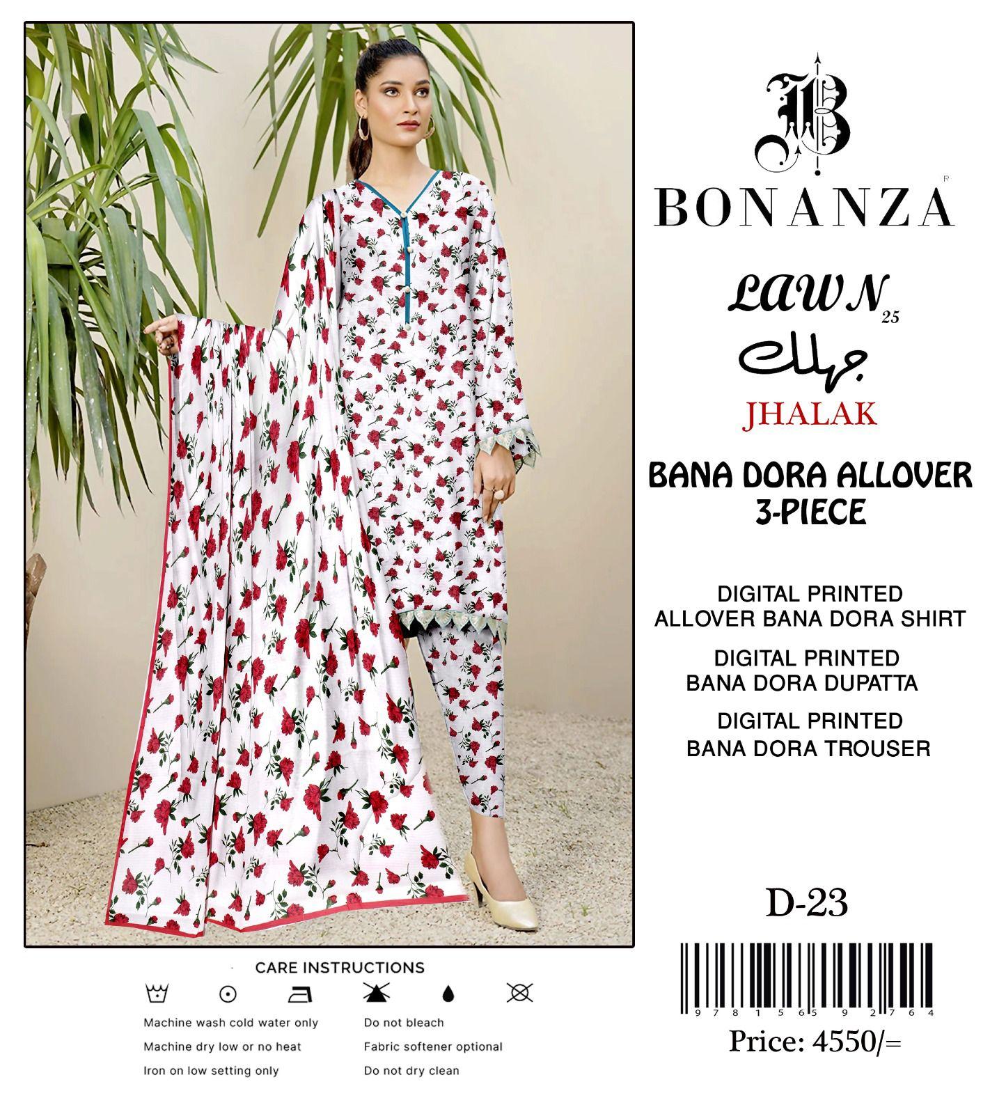 3-Piece Digital Printed Lawn Suit – Bana dora allover