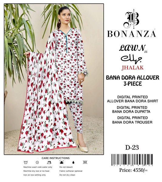 3-Piece Digital Printed Lawn Suit – Bana dora allover